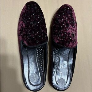 Donald J. Pliner Women's Embellished Velvet Loafers - Deep Burgundy